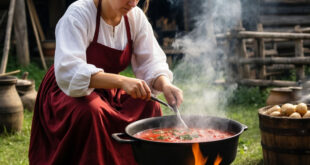 Русский борщ на костре: вкус традиций под открытым небом